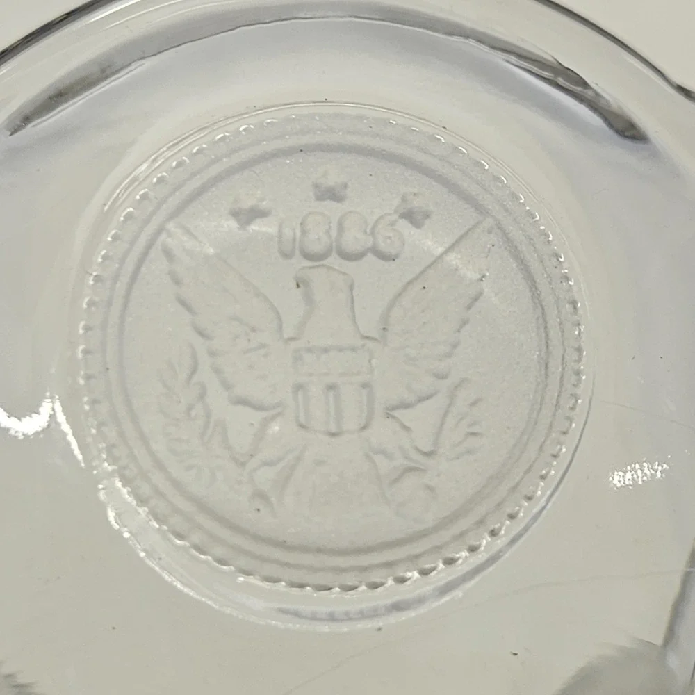 Fostoria Sherbet Dish Coin Clear Eagle Centennial 1886 Footed Glass Dessert Bowl